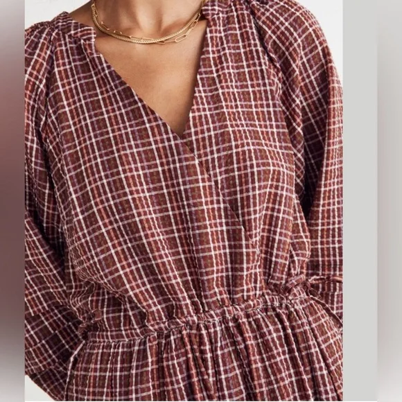 Madewell Seersucker Wrap Mini Dress NWT size XL - Picture 4 of 9